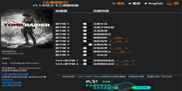 古墓丽影9十一项修改器